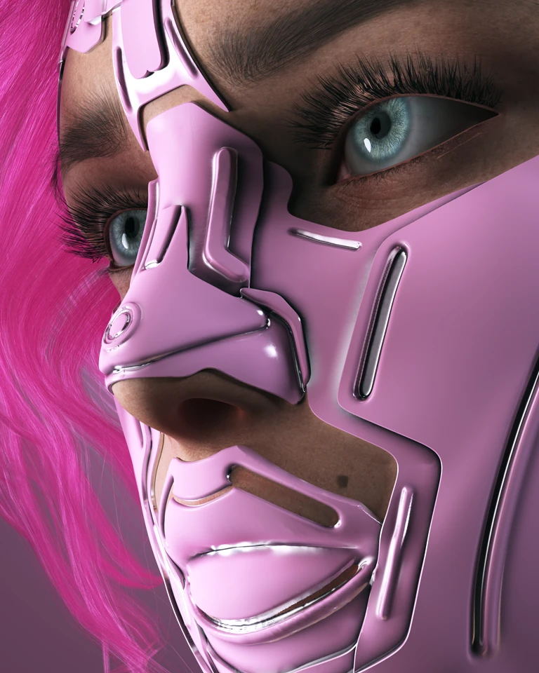 Cybernetic portrait from the Cosmic Meta War Chicks collection